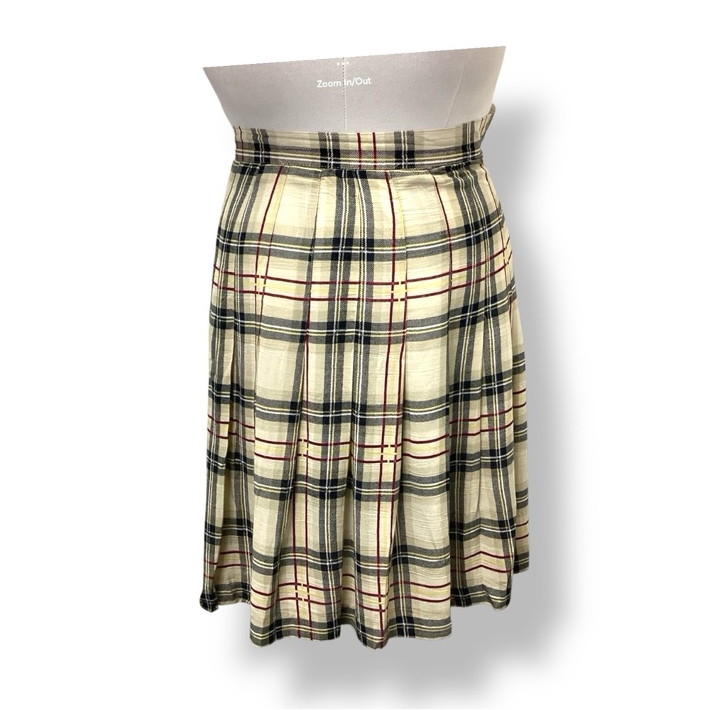 Michael K & Company Women’s Pleated Plaid A-line Mini Skirt VTG 90s Y2K Beige - Picture 6 of 9